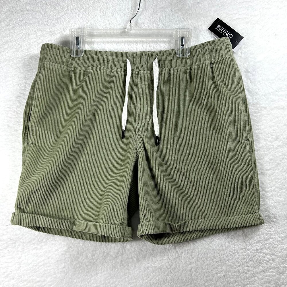 Buffalo David Bitton Mens L Sage Green Corduroy Haiden Shorts Summer Minimalist